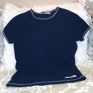 Fila Vintage Dark Blue Women’s T-Shirt With White Stitching